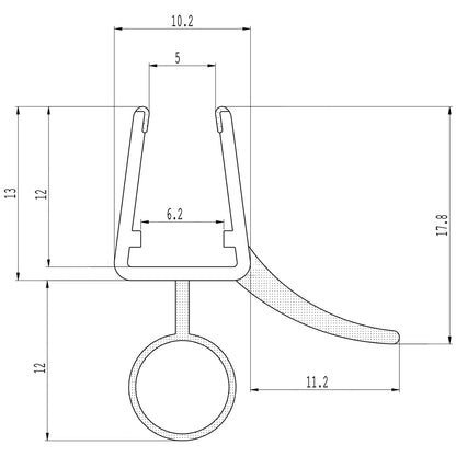 #1006-2 Wasserablaufprofil mit Hohl-Dichtkeder für 6+8 mm Glas, 1Meter, transparent, 2 Stück