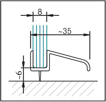 #1250-20 Tür-Abtropfprofil für 6+8 mm Glas, Länge 2 Meter, transparent
