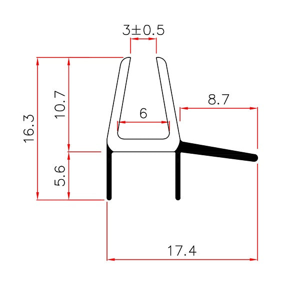 #1269SO  Wasserablaufprofil für 4-5mm Glas, Länge 1 Meter, transparent