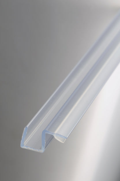 #2224 Anschlagdichtung 90" mit weicher Lippe für 8 mm Glas, Länge 2m., transparent