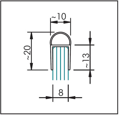#2226 Streifdichtung passend  für 6+8 mm Glas, Länge 2m, transparent