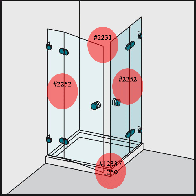 #3302-8 Dichtleisten-Set für 8mm Glas (1x2231+2x2252+2xAuswahl)