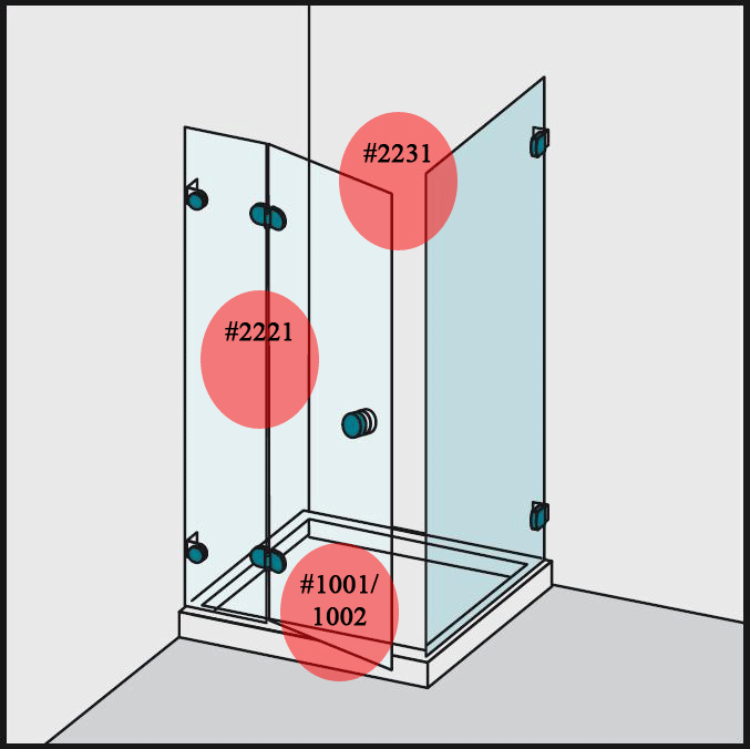 #3200-6 Dichtleisten-Set für 6mm Glas (1x2231+1x2221+1xAuswahl)
