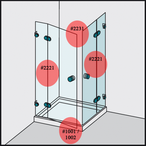 #3300-6 Dichtleisten-Set für 6mm Glas (1x2231+2x2221+2xAuswahl)