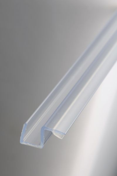 #2224 Anschlagdichtung 90" mit weicher Lippe für 8 mm Glas, Länge 2m., transparent