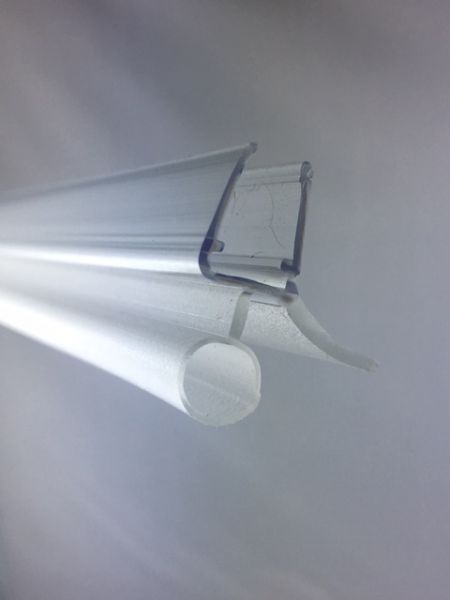 #1006-2 Wasserablaufprofil mit Hohl-Dichtkeder für 6+8 mm Glas, 1Meter, transparent, 2 Stück