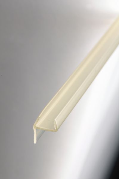 #2252 H Profil mit weicher Lippe, klein, für 8 mm Glas, Länge 2m, transparent